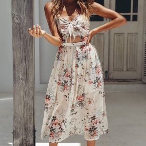 Pink Floral MIDI Dress